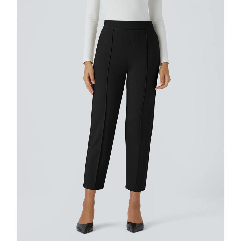 NWT Halara Flex Mid High Waist Tummy Control Side Zip Slim Work Pants Black S